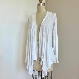 Splendid White Lightweight Knit Jersey Waterfall Drape Cardigan - Size L